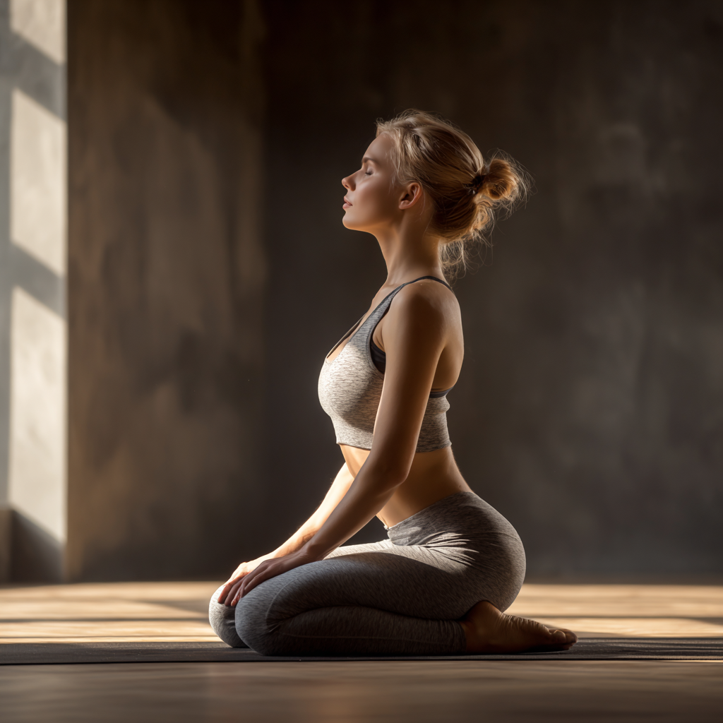 Wizualizacja pozycji jogi przedstawiona w stylu typograficznym